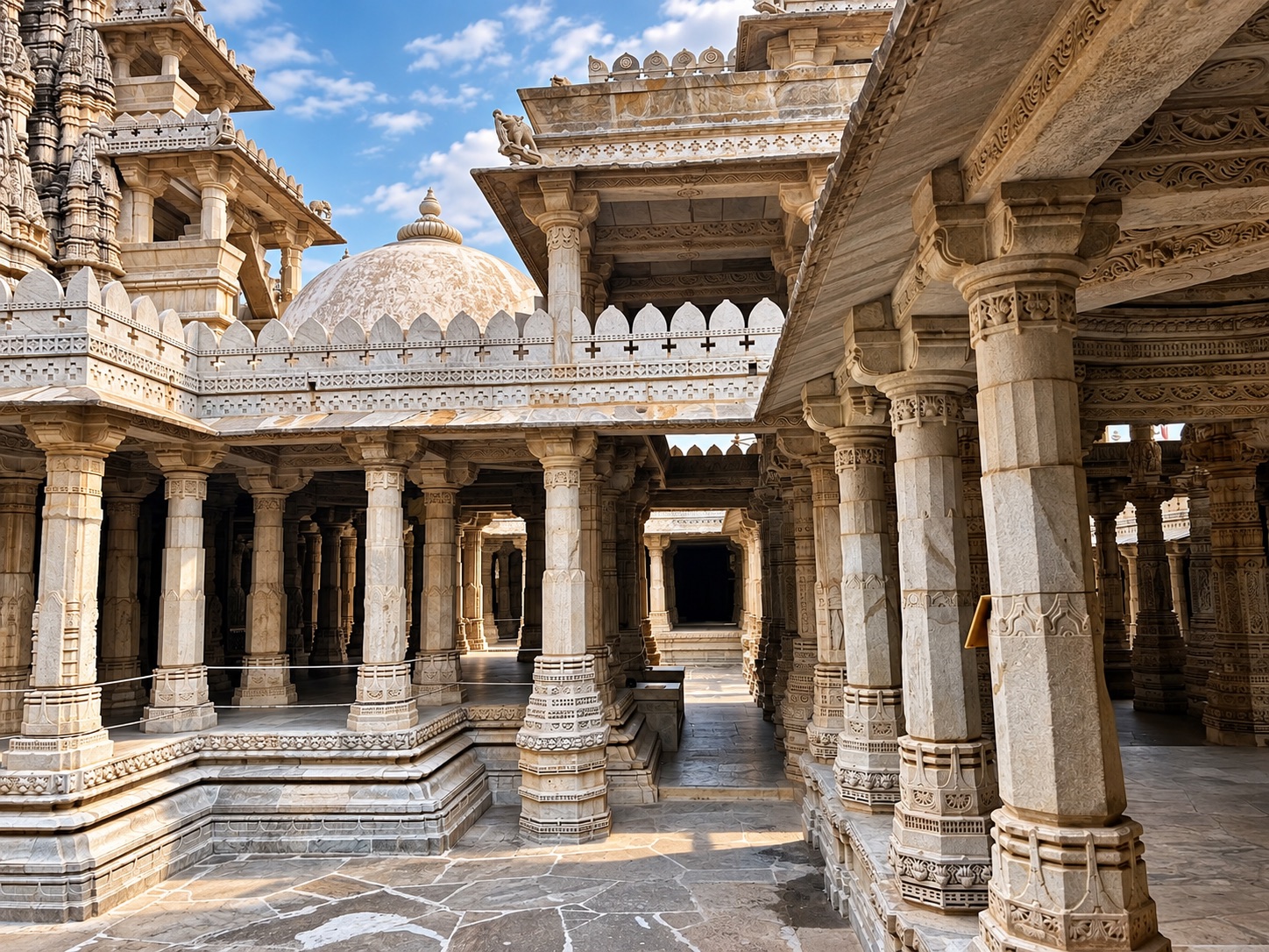 Ranakpur Jain temple — pillared courtyard and dome