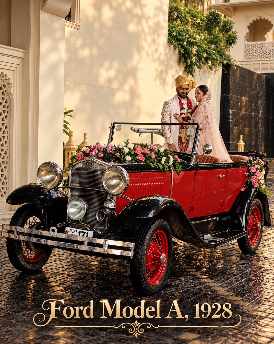 Ford Model A, 1928 — decked for a wedding